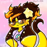 anthro brown_eyes brown_hair clothing eyewear female glasses hair shirt solo star tail topwear yellow_body lewdchuu_(artist) nintendo pokemon pyon_(lewdchuu) generation_6_pokemon helioptile pokemon_(species) 1:1 hi_res