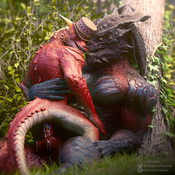against_natural_surface against_surface against_tree anal anal_penetration anthro anthro_on_anthro anthro_penetrated anthro_penetrating anthro_penetrating_anthro balls black_body black_scales bodily_fluids clothing countershading crouching cum cum_drip cum_in_ass cum_inside cum_on_balls cum_on_leg cum_on_penis day dripping duo genital_fluids genitals grass hand_around_back hat hat_only headgear headgear_only headwear headwear_only horn humanoid_genitalia humanoid_penis interspecies larger_male leg_grab male male/male male_penetrated male_penetrating male_penetrating_male mostly_nude muscular muscular_anthro muscular_male non-mammal_balls nude open_mouth orange_eyes outside penetration penile penile_penetration penis penis_in_ass plant pseudo_hair pupils reclining red_body red_scales scales sex shrub size_difference slit_pupils smaller_male smaller_on_top smaller_penetrated tail tan_body tan_scales teeth tentacle_hair tentacles tongue tongue_out tree white_eyes restfield baldur's_gate baldur's_gate_3 bioware dungeons_and_dragons electronic_arts hasbro larian_studios wizards_of_the_coast popper_(baldur's_gate) dragonborn_(dnd) kobold kobold_(5e) scalie 1:1 2024 3d_(artwork) blender_(artwork) digital_media_(artwork) gimp_(artwork) hi_res