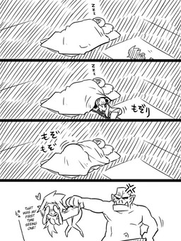 cross-popping_vein dialogue duo female humor male not_furry text vein jin_(mugenjin) elfxorc elf humanoid orc 3:4 black_and_white comic english_text monochrome