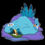 1:1 alpha_channel anthro avian beak bird blue_body feathers generation_3_pokemon mudkip nintendo pokemon pokemon_(species) symrea telegram_sticker