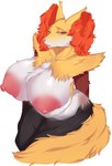 ameliemercedez anthro areola big_breasts breasts delphox female generation_6_pokemon huge_breasts inner_ear_fluff nintendo nipples nude pink_areola pink_nipples pokemon pokemon_(species) red_eyes solo tail thick_thighs tuft