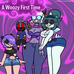 anthro armor bottomwear bow_ribbon clothing collar eyewear fake_horns female glasses group hair headgear helmet huge_hips huge_thighs hyper hyper_hips hyper_thighs hypnosis jewelry male mind_control necklace ponytail shorts small_waist spiral spiral_eyes text thick_thighs wide_hips soropin nintendo pokemon deandra_(soropin) mushina_(soropin) tsunashi_(soropin) espathra generation_4_pokemon generation_5_pokemon generation_9_pokemon musharna pokemon_(species) togekiss 1:1 comic cover cover_art cover_page english_text hi_res