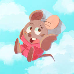 anthro biped brown_body chibi cloud open_mouth solo hikari_gamba gamba_no_bouken gamba_no_bouken_(series) chuuta mammal mouse murid murine rodent 1:1 2024 hi_res
