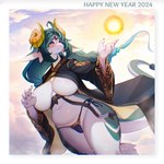 anthro big_breasts breasts clothing eyebrows eyelashes featureless_breasts female fur green_body green_fur green_hair hair holiday_message holidays horn huge_breasts long_hair navel panties pink_eyes side-tie_panties solo tail text thick_thighs underwear white_body white_fur wide_hips whooo-ya chinese_zodiac mythology new_year new_year_2024 new_years_day year_of_the_dragon dragon furred_dragon furred_scalie mythological_creature mythological_scalie scalie 1:1 2023 2024 english_text hi_res