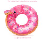 ambiguous_gender beady_eyes blue_eyes dessert doughnut feral food frosting ouroboros pastry pink_body simple_background solo sprinkles tail tail_in_mouth tan_body text white_background piper_thibodeau food_creature reptile scalie snake 2021 digital_media_(artwork) digital_painting_(artwork) url