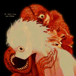 ambiguous_gender ambiguous_humanoid black_background black_eyes blood bodily_fluids bone brain eyeball flesh fur gore group hair horror_(theme) open_mouth organs red_insides scratch side_view simple_background skull tan_sclera tan_teeth tan_text teeth text white_body white_fur white_hair wounded jejejunum ember_(jejejunum) humanoid monster monstrous_humanoid spirit 1:1 2025 bust_portrait detailed digital_media_(artwork) digital_painting_(artwork) english_text hi_res icon painting_(artwork) portrait shaded