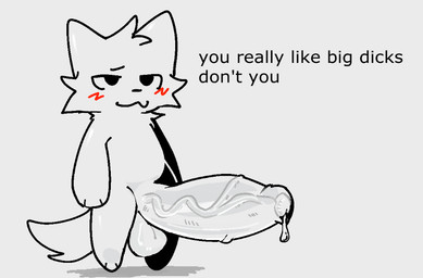 anthro balls big_penis blush bodily_fluids erection foreskin fur genital_fluids genitals head_tuft huge_penis humanoid_genitalia humanoid_penis hyper hyper_genitalia hyper_penis leaking_precum male neck_tuft penis precum shadow simple_background slightly_chubby small_but_hung solo standing text three-quarter_view tuft vein veiny_penis white_background white_body white_fur tacogatooooo boy_kisser_(meme) silly_cat_(mauzymice) domestic_cat felid feline felis mammal 2024 digital_media_(artwork) english_text full-length_portrait meme portrait source_request unavailable_at_source