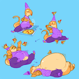 anthro arm_tattoo belly big_belly bloated bodily_fluids bottomwear box cheek_bulge clothing container feeding food forced hat headgear headwear huge_belly magic_user male morbidly_obese nervous nervous_sweat obese orange_body orange_skin overweight pants pizza pizza_box purple_bottomwear purple_clothing purple_hat purple_headwear purple_pants purple_shirt purple_topwear shirt slim solo sweat tail tail_tattoo tattoo thick_tail topwear transformation vore weight_gain willing_prey wizard_hat yellow_eyes boot_(artist) carpenter_(boot) amphibian newt salamander 1:1 2014