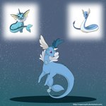 ambiguous_gender beady_eyes biped blue_body feral horn mouth_closed quadruped red_eyes side_view sitting solo text white_body milk-jug nintendo pokemon dragonair eeveelution generation_1_pokemon hybrid pokemon_(species) vaporeon 1:1 hi_res url