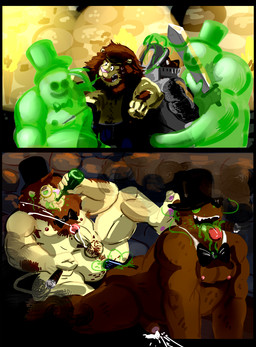 alcohol anal anal_masturbation anal_penetration anthro anthro_on_anthro anus arm_hair armor armpit_hair balls beverage black_eyes bodily_fluids body_hair bottle bow_(feature) bow_tie brown_hair bulge butt_hair chest_hair cigar clothing container corruption cum cumshot dildo double_dildo drunk duo ejaculation erection eyewear forearm_hair forearms genital_fluids genitals hair hairy_balls hat headgear headwear holding_bottle holding_container holding_object knight male male/male masturbation melee_weapon mind_control monocle muscular muscular_male nipples open_mouth orgasm pecs penetration penis possession sex sex_toy smoke smoking spiral spiral_eyes submissive submissive_male substance_intoxication sweat sword top_hat topwear toying_each_other toying_partner toying_self vest warrior weapon anothermeekone bear felid goo_creature lion mammal pantherine 2015 story story_in_description