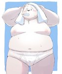 anthro belly blush briefs briefs_only bulge clothed clothing fur kemono male moobs nipples overweight overweight_anthro overweight_male solo tighty_whities topless towel underwear underwear_only white_body white_briefs white_clothing white_fur white_underwear sv_grart bear mammal polar_bear ursine 2020 hi_res