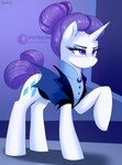 clothed clothed_feral clothing eyelashes female feral fur hair horn purple_hair solo text white_body white_fur xjenn9 friendship_is_magic hasbro my_little_pony mythology rarity_(mlp) equid equine mammal mythological_creature mythological_equine unicorn absurd_res english_text hi_res