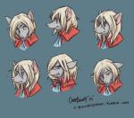 angry anthro clothed clothing expressions eyebrows female hair looking_at_viewer looking_down narrowed_eyes open_mouth pivoted_ears pupils red_clothing sad scared simple_background solo topwear white_body white_hair worried c_rowles_(artist) final_fantasy final_fantasy_ix square_enix freya_crescent burmecian mammal rodent