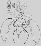 anthro bikini breasts butt camel_toe clothing female micro_bikini solo swimwear two-piece_swimsuit roidrodger nintendo pokemon arthropod dewott generation_5_pokemon generation_7_pokemon insect lurantis mantis oshawott pokemon_(species) monochrome