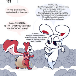 anthro balled_up_diaper clothed clothing dialogue diaper diaper_only duo feces fur male pooping red_body red_tail soiled_diaper soiling soiling_diaper tail text topless unclean_diaper used_diaper using_diaper wearing_diaper vladigaunt chikn_nuggit hawt_saus_(chikn_nuggit) iscream_(chikn_nuggit) lagomorph leporid mammal rabbit rodent sciurid tree_squirrel 1:1 comic digital_media_(artwork) english_text hi_res nonbinary_(lore)