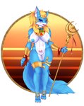 anthro areola blush breasts ear_piercing female female_anthro fur genitals hair kemono looking_at_viewer nipples nude piercing pussy smile solo womb_tattoo blueshark thanatos_laige canid canine canis mammal wolf absurd_res hi_res shaded soft_shading