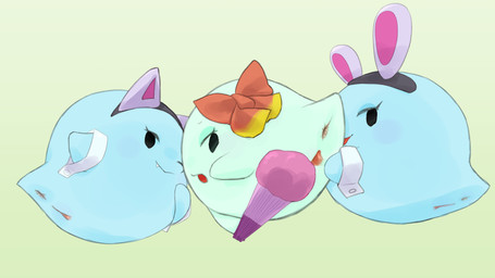 anus bedroom_eyes blep blue_body blue_eyeshadow bow_ribbon cuffs_(clothing) eyeshadow fake_cat_ears fake_ears fake_rabbit_ears fangs female genitals green_background green_body green_eyeshadow group hand_on_mouth inviting looking_at_viewer looking_back looking_back_at_viewer makeup narrowed_eyes open_mouth paper_fan presenting presenting_anus presenting_vulva rear_view seductive simple_background simple_eyes spread_vulva spreading teasing teeth tongue tongue_out trio vulva beageiso mario_bros nintendo paper_mario lady_bow lahla_(mario) peeka_(mario) boo_(mario) ghost spirit 16:9 absurd_res hi_res widescreen
