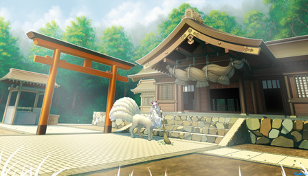 9_tails ambiguous_gender animal_mask architecture asian_clothing broom chozuya cjk_character cleaning_tool clothing detailed_background east_asian_clothing fox_mask furniture japanese_clothing leaf mask multi_tail outside paving_stone plant rock shimenawa shrine shrine_gate shrub solo standing sweeping table tail tomoe_(symbol) tree window yukata conditional_dnp ratte canid canid_taur canine canine_taur fox fox_spirit fox_taur mammal mammal_taur taur 7:4 absurd_res hi_res