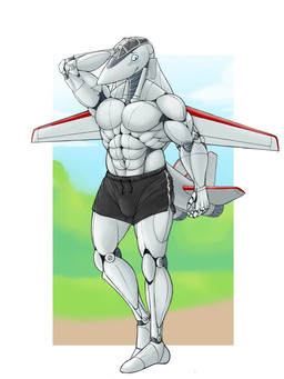 aircraft airplane anthro back_wings bottomwear bulge clothed clothing cockpit grey_body jet jet_engine looking_at_viewer machine male metallic_body muscular muscular_anthro muscular_male not_furry shorts simple_background solo standing tail vehicle wings ndragon3 f-14 f-14_tomcat northrop_grumman aeromorph living_aircraft living_machine living_vehicle robot 3:4 digital_media_(artwork) hi_res