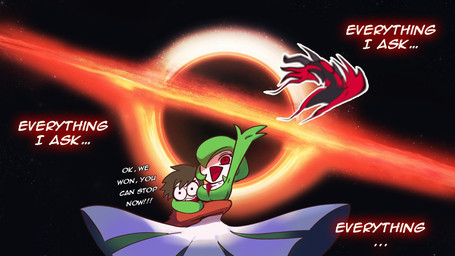 3_fingers black_hole breasts clothing female fingers green_hair group hair red_clothing red_eyes red_topwear text tongue topwear trio white_body white_breasts white_text wittlemoew nintendo pokemon gardevoir generation_3_pokemon human humanoid mammal pokemon_(species) 16:9 2026 hi_res widescreen