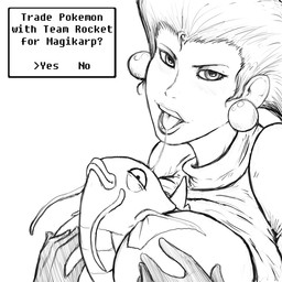2013 between_breasts big_breasts breasts ear_piercing english_text female fleatrollus hair human jessie_(team_rocket) lips looking_at_viewer magikarp monochrome nintendo piercing pokémon poképhilia saliva saliva_trail smile team_rocket text video_games
Rating: Questionable
Score: 3
User: Robinebra
Date: November 12, 2013