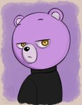 anthro cassock clerical_collar fur male priest purple_body purple_fur serious_face solo yellow_eyes adriano_berjillos unicorn_wars padre_(unicorn_wars) bear mammal teddy_bear_(species)