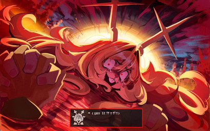 anthro asphyxiation bodily_fluids clothing crying drowning duo female hair hand_holding horn lake long_hair looking_at_viewer open_mouth smile smiling_at_viewer snowgrave tears teeth text yos_ev666 deltarune undertale_(series) kris_dreemurr noelle_holiday deer lightner mammal english_text hi_res