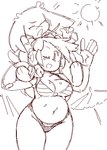 anthro belly bikini breasts clothing duo female machine outside simple_background swimwear two-piece_swimsuit white_background wamudraws cave_story curly_brace sue_sakamoto humanoid lagomorph mammal mimiga robot robot_humanoid 2020 monochrome red_and_white sketch