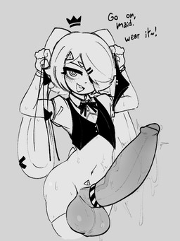 accessory anthro balls big_balls big_penis bikini bodily_fluids bow_tie buckteeth clothing cock_ring collared_shirt crown erection femboy floppy_ears formal_wear genital_fluids genitals hair hair_accessory hair_over_eye hairpin headgear huge_balls huge_penis humanoid_genitalia humanoid_penis hung_femboy hyper hyper_genitalia hyper_penis jewelry josou_seme legwear lop_ears male micro_bikini midriff navel penis penis_accessory penis_jewelry precum shirt short_hair slim smug solo sweat swimwear taunting teeth text thigh_highs topwear two-piece_swimsuit vein veiny_penis vest probablyavv avv_(probablyavv) humanoid lagomorph leporid mammal rabbit 2026 monochrome sketch