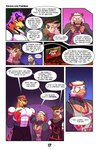 anthro dialogue dialogue_box fiery_hair horizontal_pupils male muscular muscular_male pupils size_difference speech_bubble text thekinkybear cheriol_casserole_(thekbear) gabe_goat sake_letigre american_opossum bovid caprine demon felid goat mammal marsupial pantherine tiger virginia_opossum absurd_res comic english_text hi_res url