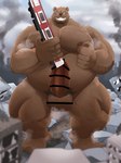 anthro balls belly blush brown_body censor_bar erection fur genitals humanoid_genitalia humanoid_hands humanoid_penis ineffective_censorship kemono macro male moobs nipples overweight overweight_male penis solo train vehicle u5rilla_ktzk bear mammal 2022 3:4 censored hi_res