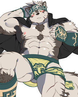 5_fingers abs accessory anthro armor armwear barazoku black_nose blush body_hair bottomwear chest_hair clothed clothing coat coat_cape fingers fur grey_body grey_fur hand_behind_head headband headgear headwear kemono legwear loincloth male multicolored_body multicolored_fur muscular muscular_anthro muscular_male navel nipples open_clothing open_coat open_topwear pec_grab pecs pink_nipples scar simple_background solo topwear two_tone_body two_tone_fur vambrace white_background white_body white_fur yellow_eyes unknown_artist lifewonders tokyo_afterschool_summoners horkeu_kamui_(tas) canid canine canis mammal wolf hi_res source_request