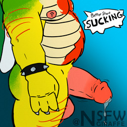 anthro arm_hair balls belly big_belly bodily_fluids body_hair chest_hair fellatio_request genital_fluids genitals hairy hyper hyper_genitalia leg_hair male nipples oral_request penis precum requesting sex_request shell solo speech_bubble conditional_dnp nsfwgiraffe bowser_day mario_bros nintendo bowser reptile scalie turtle 1:1 absurd_res adversarial_noise hi_res