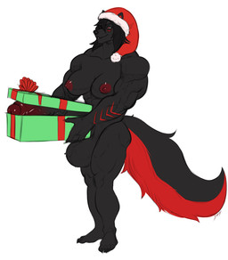 abs anthro balls biceps big_balls big_breasts big_muscles big_penis big_tail black_body black_fur black_hair box breasts christmas_clothing christmas_headwear claws clothing container deltoids dick_in_a_box finger_claws foreskin fur genitals gift gift_bow gift_box glans gradient_penis gynomorph hair hat headgear headwear holding_gift holding_object holidays huge_penis humanoid_genitalia humanoid_penis hyper hyper_genitalia hyper_penis intersex long_hair markings muscular muscular_arms muscular_intersex muscular_thighs nipples partially_retracted_foreskin pecs pecs_with_breasts penis red_clothing red_eyes red_hat red_headwear red_markings santa_hat solo tail toe_claws vein veiny_penis besky_(artist) christmas alexzandr_sokolov canid canine canis mammal wolf hi_res