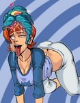 accessory ahegao all_fours big_breasts big_butt bodily_fluids breasts butt butt_cleavage cleavage clothed clothing dominant drooling duo ear_piercing female genitals glowing glowing_eyes hair hair_accessory hairclip heart_symbol human_focus hypnosis looking_pleasured mind_control not_furry_focus open_mouth orange_hair parasite parasite_in_control piercing red_hair saliva spiral_eyes submissive submissive_female tongue tongue_out reliusmax ben_10 cartoon_network dc_comics gwen_tennyson starro asterozoan echinoderm human mammal marine starfish 2022 crossover digital_media_(artwork) hi_res