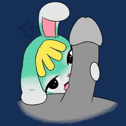 big_penis blonde_hair blue_body erection genitals hair hand_on_penis huge_penis licking looking_at_viewer looking_up looking_up_at_viewer oral penile penis penis_lick pink_inner_ear rabbit_ears sex tongue tongue_out michata animal_crossing nintendo sasha_(animal_crossing) lagomorph leporid mammal rabbit 1:1 alpha_channel hi_res signature