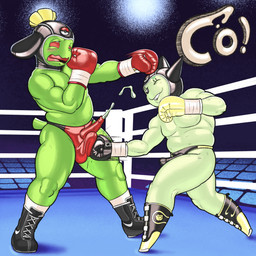 anthro ball_punching ballboxing ballbusting ballbusting_induced_orgasm black_sclera blush bodily_fluids boxing boxing_gloves clothing cock_and_ball_torture cock_sheath cum cumshot duo ejaculation erection erection_under_clothing eye_roll fight fighting_ring footwear furgonomic_footwear furgonomics genital_fluids genital_outline genital_torture genitals handwear headgear humanoid_genitalia leather leather_clothing leather_headgear male male/male one_eye_closed penis penis_clothing red_sclera slightly_chubby sport thick_thighs thong underwear wink dcheese nintendo pokemon generation_2_pokemon generation_3_pokemon pokemon_(species) roselia skiploom 1:1 2026 absurd_res digital_drawing_(artwork) digital_media_(artwork) hi_res