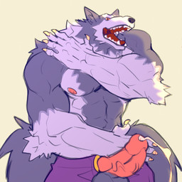 abs accessory anthro big_muscles blue_body bodily_fluids claws clothing cock_ring genitals huge_muscles jewelry knot knotted_penis looking_at_viewer male muscular muscular_anthro muscular_male open_mouth penis penis_accessory penis_jewelry simple_background tail white_background yellow_eyes rickleone capcom darkstalkers mythology jon_talbain canid canine canis mammal mythological_canine mythological_creature werecanid werecanine werecreature werewolf wolf hi_res