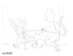 anthro aroused duo female male male/female teasing usury40 nintendo pokemon generation_5_pokemon humanoid mienfoo pokemon_(species) hi_res monochrome