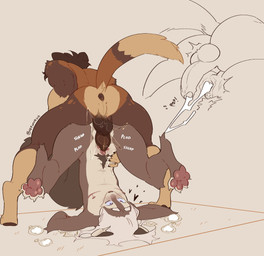 andromorph anthro anus athletic balls blush blush_lines bodily_fluids bouncing_balls brown_anus brown_balls brown_body brown_fur brown_hair brown_legs brown_pawpads brown_penis brown_pubes clitoral_hood clitoris condom cum cum_in_vagina cum_inside cum_string digitigrade duo filled_condom foreskin fur genital_fluids genitals hair heart_symbol humanoid_genitalia humanoid_penis intersex intersex/male lying male mastectomy_scar nipples nude nude_andromorph nude_male on_back onomatopoeia orgasm pawpads paws penetration penile penile_penetration penis perineum plap pubes red_nipples red_pawpads red_vulva reverse_piledriver_position scar sex sexual_barrier_device simple_background slim sound_effects tail tan_body tan_fur text throbbing throbbing_balls thrusting unretracted_foreskin vaginal vaginal_fluids vaginal_fluids_on_penis vaginal_penetration vulva white_hair nerunaur jonah_james_(noirzvault) leo_campbell felid mammal procyonid raccoon 2026 colored flat_colors hi_res signature