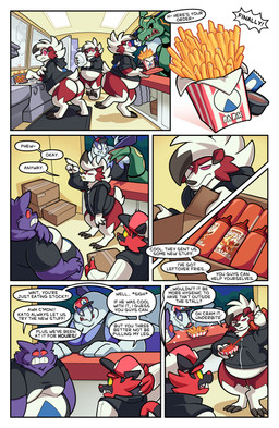 anthro big_butt bottomless bottomless_anthro bottomless_male box butt claw_toes clothed clothed_anthro clothed_male clothing container dialogue fangs food food_court fries fully_clothed fully_clothed_anthro fully_clothed_male fur green_body group hat headgear headwear hot_sauce ketchup male manager morbidly_obese morbidly_obese_anthro morbidly_obese_male multicolored_body multicolored_fur obese obese_anthro obese_male overweight overweight_anthro overweight_male purple_body red_body red_fur sharp_teeth speech_bubble teeth text white_body white_fur roundwombo nintendo pokemon fang_(roundwombo) layn liam_(roundwombo) luca_(roundwombo) canid canine felid generation_1_pokemon generation_2_pokemon generation_3_pokemon generation_7_pokemon gengar incineroar legendary_pokemon lugia lycanroc mammal midnight_lycanroc pantherine pokemon_(species) rayquaza 2026 absurd_res comic english_text hi_res