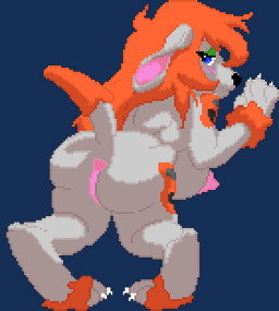 against_surface anthro anus bent_over big_breasts big_hair blue_eyes blush bouncing_breasts breasts butt claws eyeshadow eyewear female fur gaping gaping_anus hair inviting looking_at_viewer looking_back makeup nipples nude orange_body orange_fur orange_hair paws perineum presenting presenting_hindquarters red_hair shaking_butt shortstack simple_background smile solo standing tail tail_motion tailwag thick_thighs toe_claws transparent_background white_body white_fur wide_hips tsunamidusher koi_(tsunamidusher) canid canine canis domestic_dog mammal poodle alpha_channel animated digital_media_(artwork) low_res pixel_(artwork) pixel_animation