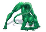 anthro ass_up breasts butt female green_body green_scales jack-o'_pose looking_at_viewer nude pose raised_tail scales solo tail yellow_eyes dront genomod marvel the_lizard_(marvel) lizard reptile scalie absurd_res digital_media_(artwork) full-length_portrait hi_res portrait