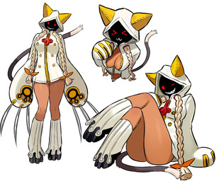 >w< big_breasts black_clothing black_footwear black_shoes black_tail braided_hair breasts brown_body brown_breasts brown_butt brown_skin butt claw_(weapon) cleavage clothed clothing crossed_legs dipstick_tail eyes_closed female footwear glistening_thighs hair high-angle_view hoodie looking_at_viewer markings melee_weapon multicolored_tail one_eye_closed pigtails platform_footwear platform_shoes shadow_face sharp_teeth shoes smile solo standing tail tail_markings tan_clothing tan_hair tan_hoodie tan_leg_warmers tan_topwear teeth topwear twin_braids two_tone_tail weapon white_tail_tip zipper zeon_j arc_system_works blazblue taokaka animal_humanoid cat_humanoid felid felid_humanoid feline feline_humanoid humanoid kaka_(blazblue) mammal mammal_humanoid hi_res