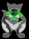 anthro biped bull_squat c.a.m. claws cybernetic_arm cybernetic_hand cybernetic_limb cybernetics digitigrade feet finger_claws fingers fluffy fluffy_ears fur glowing glowing_body glowing_eyes green_body green_eyes grey_body grey_fur gun hair handgun holding_object holding_ranged_weapon holding_weapon looking_at_viewer machine male metal metallic_body military neck_tuft pistol pistols prosthetic prosthetic_arm prosthetic_hand prosthetic_limb protogen_armor protogen_face protogen_visor protogenized ranged_weapon revolver screen screen_face simple_background smile solo special_forces standing toe_claws toes transparent_background tuft weapon kytcrafts yuri_chacal canid canine canis jackal mammal protogen alpha_channel digital_drawing_(artwork) digital_media_(artwork) flat_colors