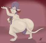 2016 an_american_tail anthro armpit_hair big_butt body_hair breasts brush brushing butt don_bluth ear_piercing elderly elderly_female female gussie_mausheimer hairbrush half-closed_eyes hi_res looking_at_viewer looking_back mammal mature_anthro mature_female mouse murid murine narrowed_eyes nipples nude overweight overweight_female piercing pubes rodent solo suce whiskers