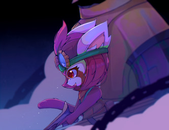 anthro clothing eyewear eyewear_on_head female fur goggles goggles_on_head hair overalls overalls_only red_body red_eyes red_fur red_hair solo tail wildly gunfire_reborn nona_(gunfire_reborn) ailurid mammal red_panda hi_res