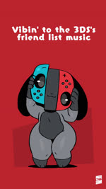 anthro female looking_at_viewer red_background short_stack simple_background smile solo thick_thighs wide_hips joaoppereiraus sound_warning nintendo nintendo_switch switch_dog switchy_(joaoppereiraus) animate_inanimate canid canine canis domestic_dog mammal 9:16 animated hi_res interlacing short_playtime sound webm