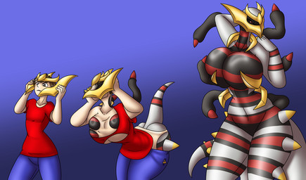 anthro back_tentacles big_breasts black_body black_sclera bottomwear breast_growth breasts brown_eyes brown_hair clothed clothed_human clothed_male clothing denim denim_bottomwear denim_clothing expansion featureless_breasts featureless_crotch female gender_transformation grey_body growth hair hip_expansion huge_breasts human_to_anthro jeans linear_sequence male mask_transformation mtf_transformation multicolored_body nude nude_anthro nude_female pants red_body red_clothing red_eyes red_shirt red_topwear shirt solo species_transformation tail tail_growth tentacles thick_thighs thigh_expansion topwear transformation transformation_sequence wide_hips yellow_body koekoek nintendo pokemon anthony_(vtsparks) generation_4_pokemon giratina human legendary_pokemon mammal origin_forme_giratina pokemon_(species) 2025