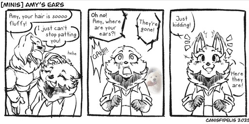 anthro beak biped blush blush_lines bottomwear breasts cheek_tuft clothed clothing dialogue duo eyes_closed facial_tuft female hair hair_over_eye hoodie humor jacket medium_breasts neck_tuft open_mouth open_smile pants scared shirt simple_background smile speech_bubble text topwear tuft canisfidelis amy_(canisfidelis) clara_(canisfidelis) avian bird canid canine corvid corvus_(genus) crow mammal maned_wolf oscine passerine 2025 black_and_white comic english_text monochrome